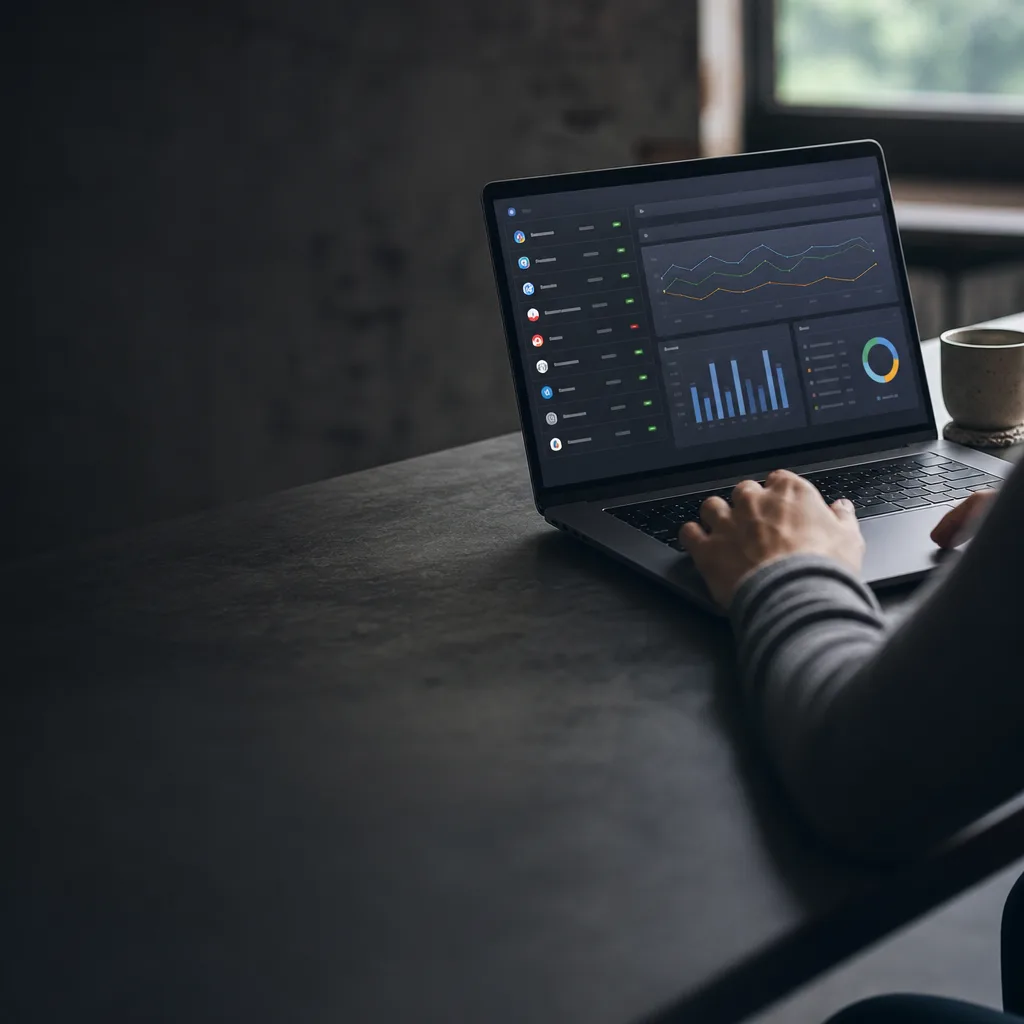 Funnel and retention charts on a tablet