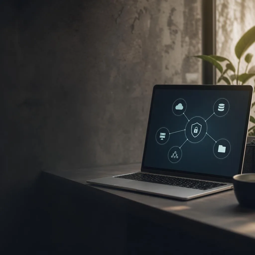 Connected data sources on a laptop screen